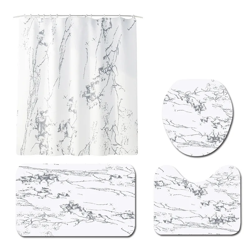 marble stripe pattern printing home decor bathroom toilet cover sets waterproof shower curtain home textile mats carpet suits free global shipping