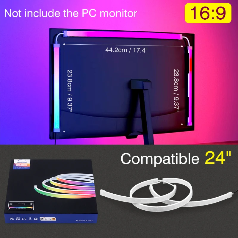 

RGB-монитор, яркий, компьютерный монитор, экран, синхронизация цветов, умное управление, светодиодная лента SMD5050, подсветка для монитора HDTV