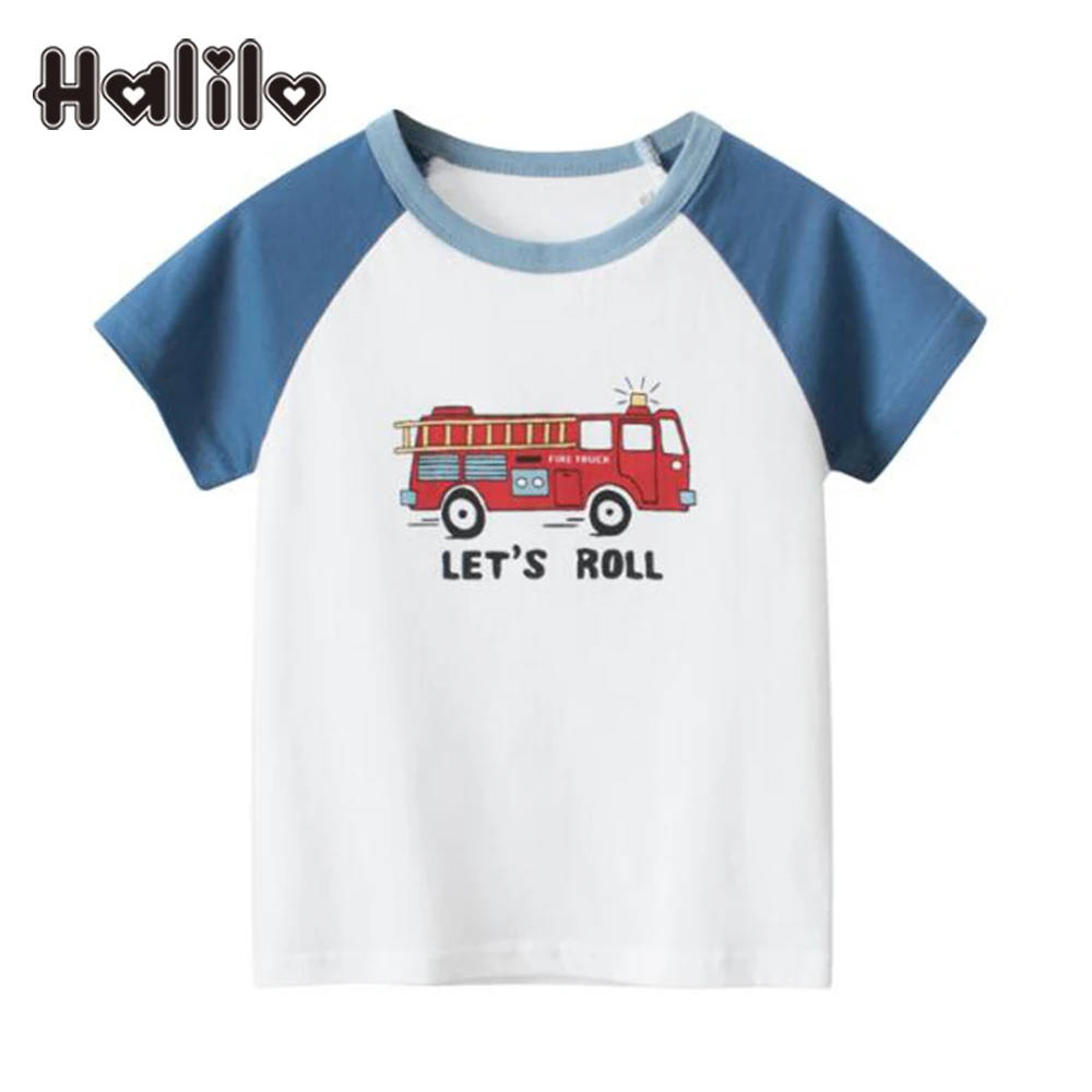 

Halilo Boys T Shirts Summer Cotton Patchwork Casual School Kids Clothes