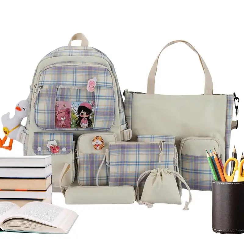 

School Backpack For Girls 5PCS/Set Kids Backpack With Breathable Mesh Large Capacity Kids Backpacks For Spine Protection School