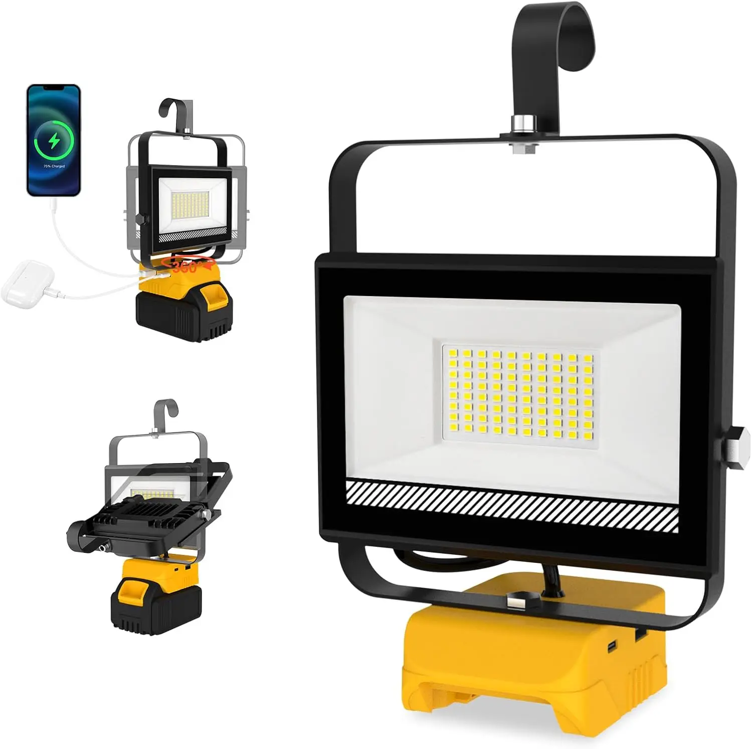 Портативный светодиодный фонарь T-SUNRISE 60Вт 6000LM для DeWalt