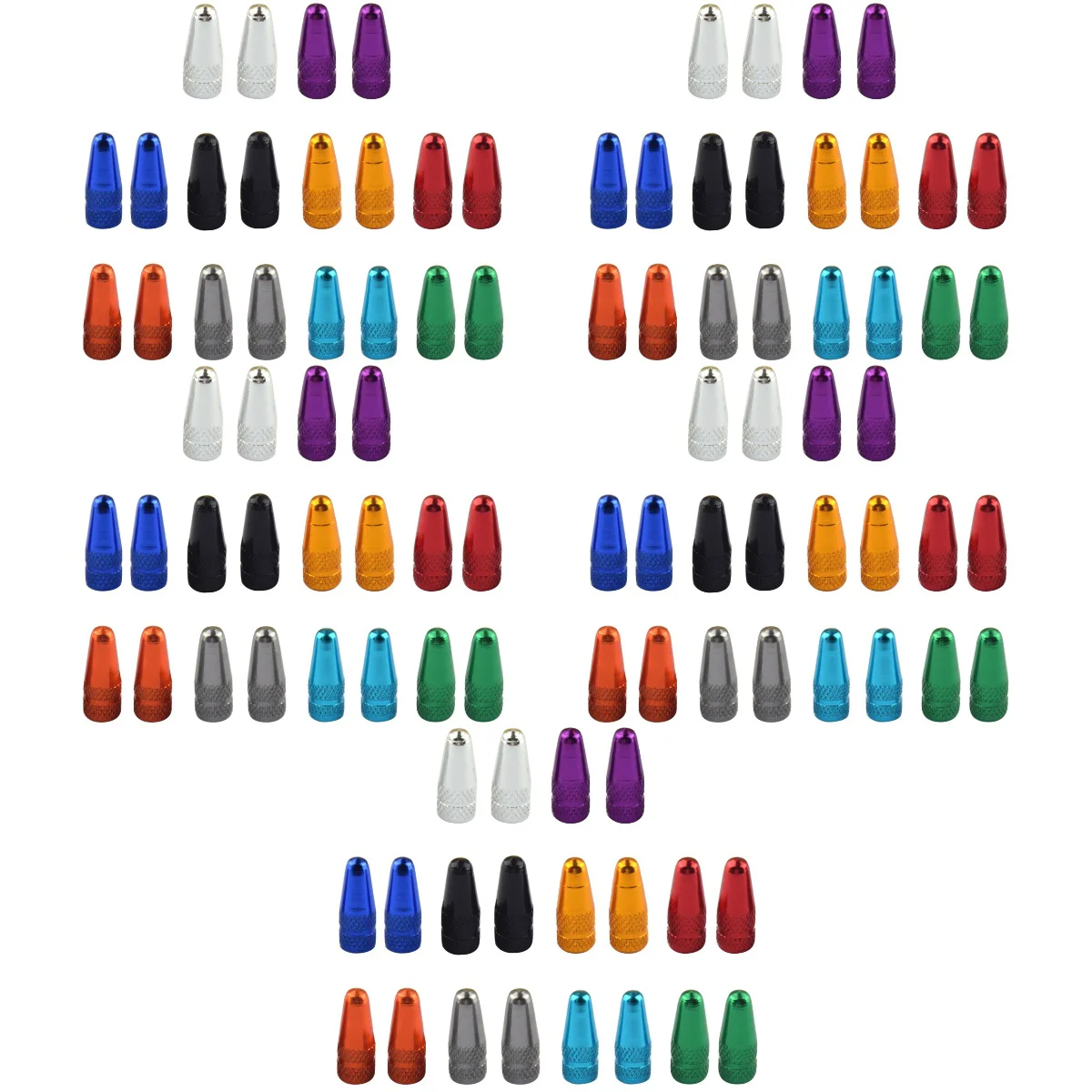 

100 pcs Presta Anodized Machined Aluminum Alloy French Style Bike Tire Caps Covers