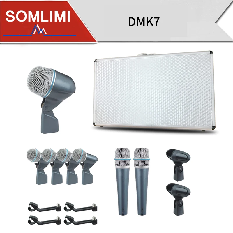 

SOM Drum Kit Microfono Beta DMK7 Drum Mic Kit Strumento 2xBeta 57A 1x Beta 52A 4xBeta 56A microfoni strumentale Mic