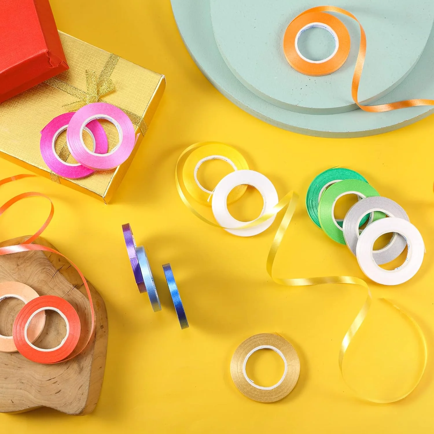 2 шт. 10 м лента для завивки цвета: золотистый серебристый синий розовый воздушных