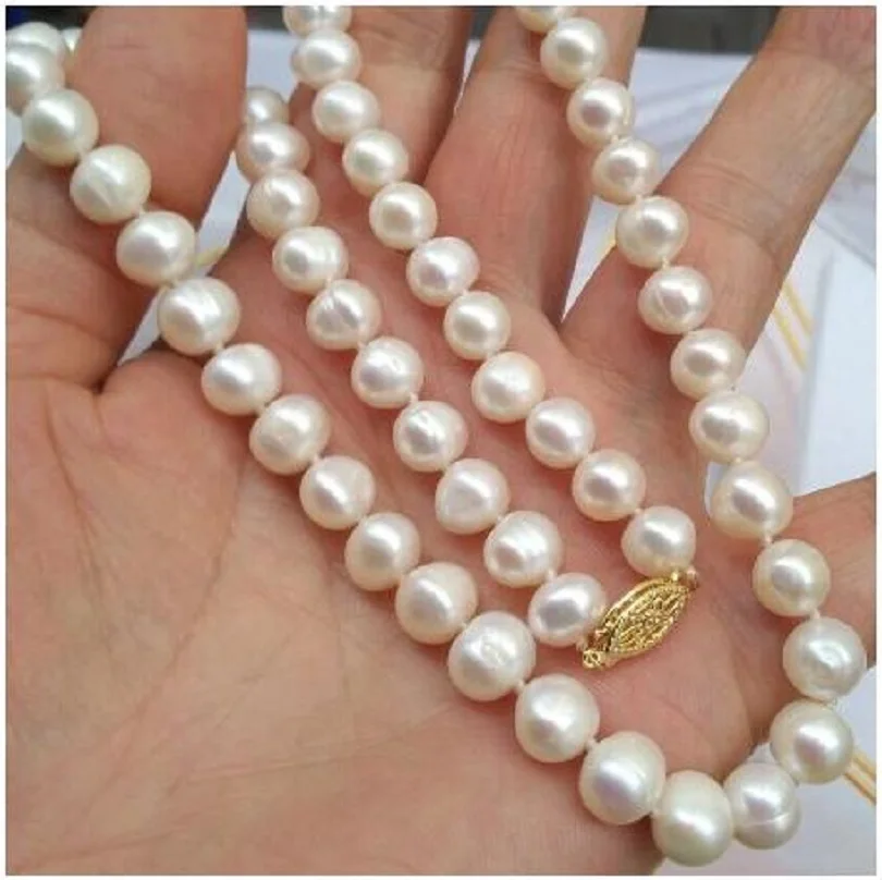

GENUINE NATURAL AAA 9-10MM WHITE SOUTH SEA PEARL NECKLACE 18INCH