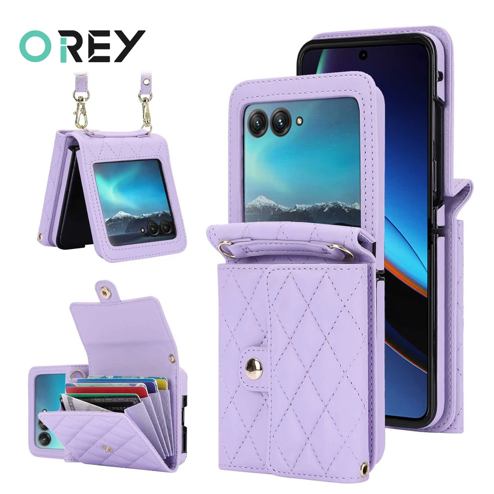 

Ins Fashion Card Wallet Long Strap Leather Case for Motorola Razr 40 Ultra Case for Moto Razr 40 Ultra Cover Razr40 Ultra Cover