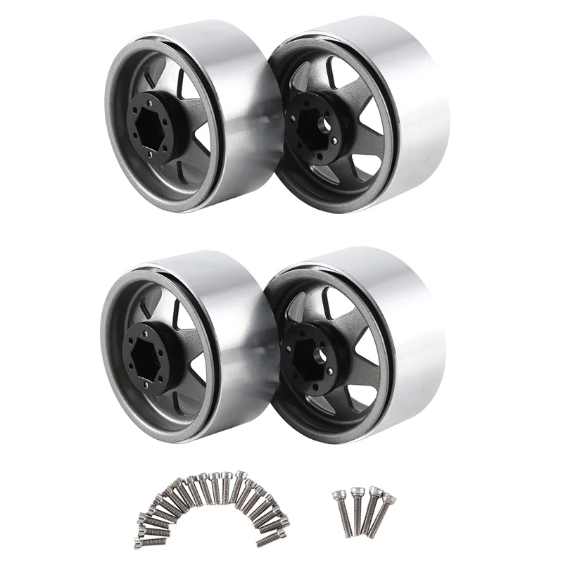 Фото FBIL-4Pcs 1,9-дюймовые металлические колесные диски для 1/10 RC Crawler Axial SCX10 II III Traxxas TRX4 RC4WD D90 Серый №1