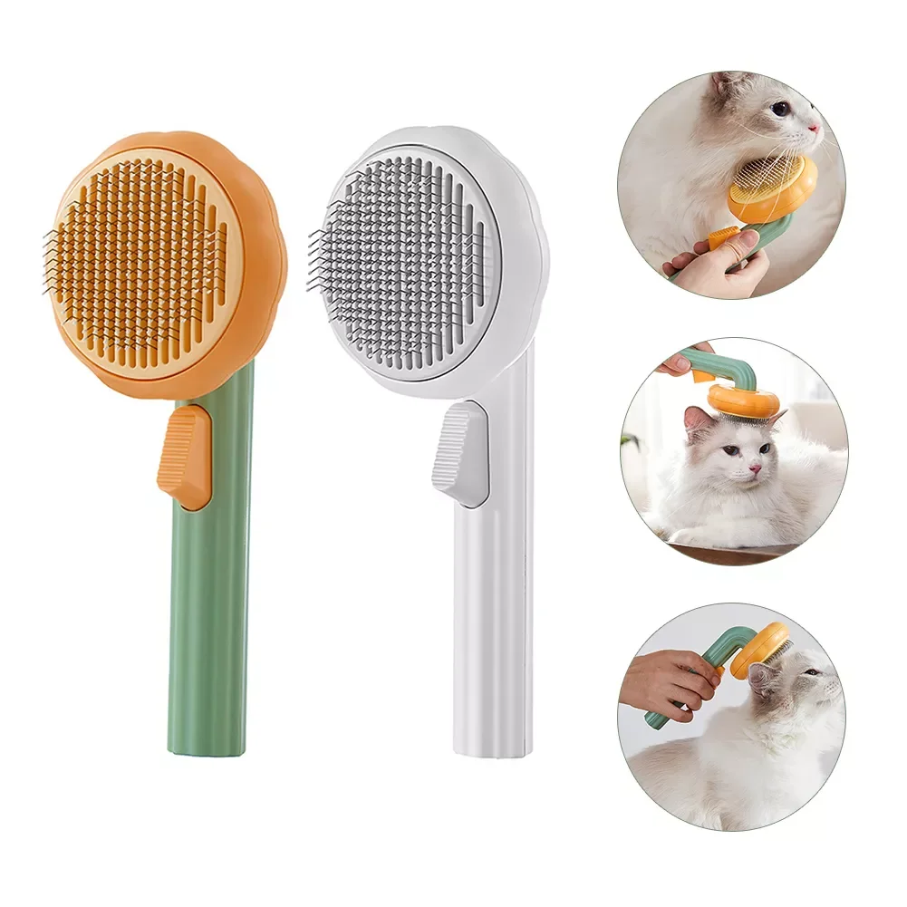 

Pumpkin Cat Comb Brush Self Cleaning Slicker Brush Pet Cat Dog Floating Hair Removal Grooming Massages Deshedding Cleaning Tools