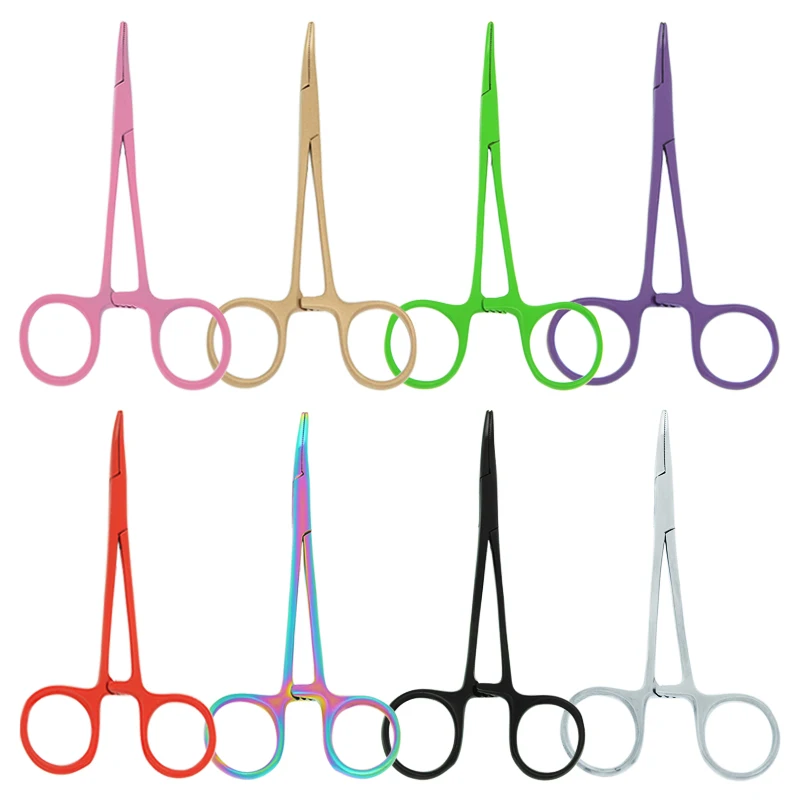 12.5cm New Animals Straight Curved Trauma Shears Pet Hemostat Forceps Dog Grooming Surgical Scissors Pet Cat Clamps D0001A