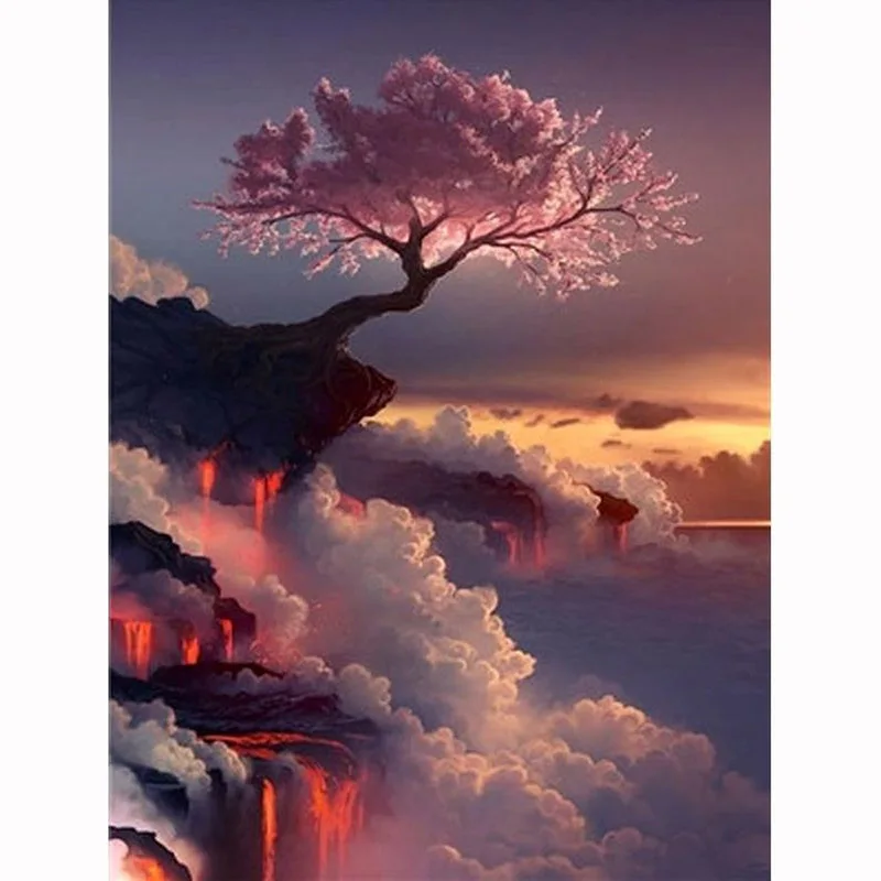 

Набор для алмазной вышивки «сделай сам» с изображением вишни на вулкане