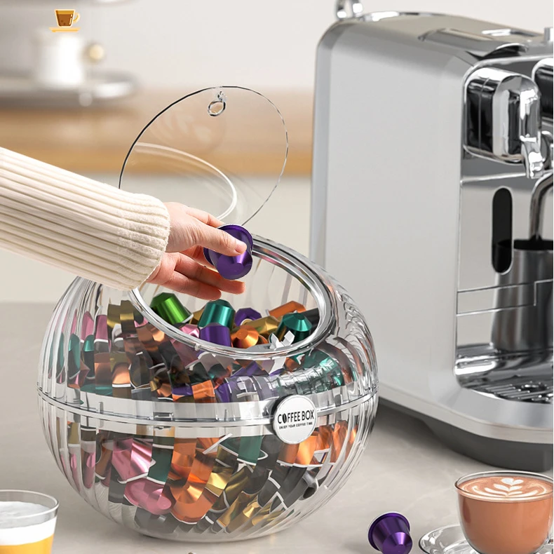 

Capsule Coffee Storage Box Office Tabletop Storage Creative Simple Transparent Dust Proof Decoration Storage Box