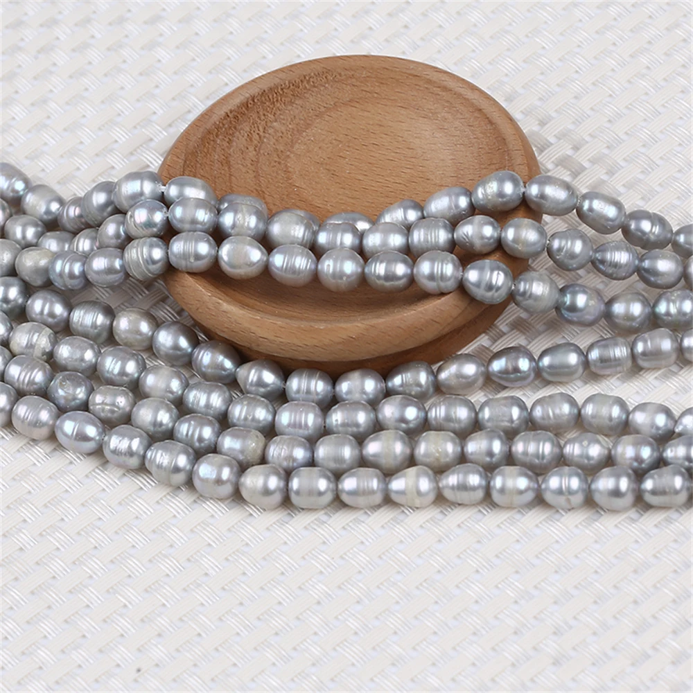 Factory Price Dyed Grey 6-7mm Rice Shape Freshwater Loose Pear Stands For Women Jewelry Making |