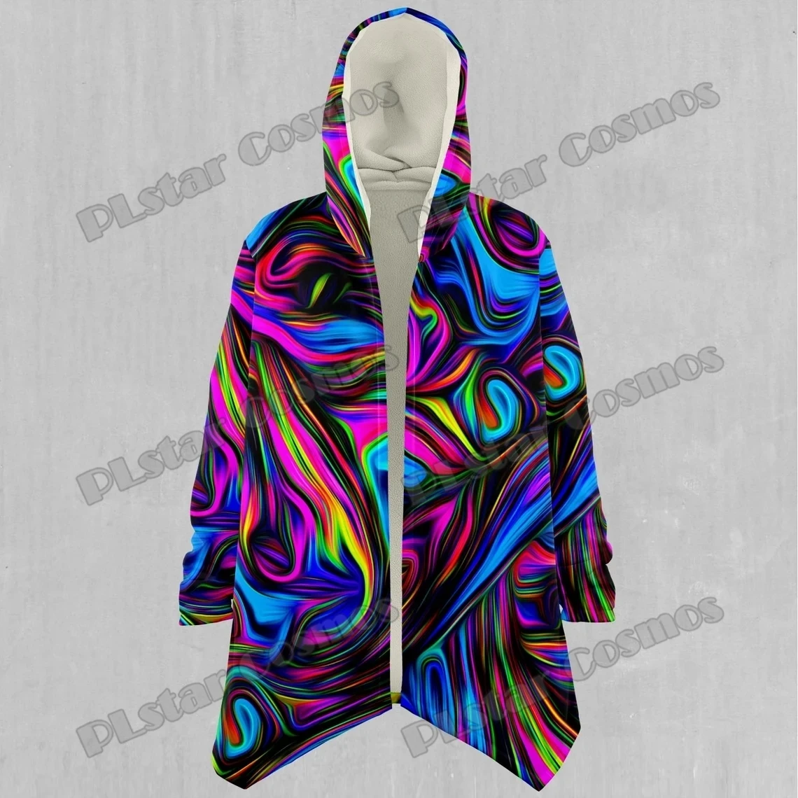 Психоделический волнистый красочный 3D накидка с капюшоном на подкладке для