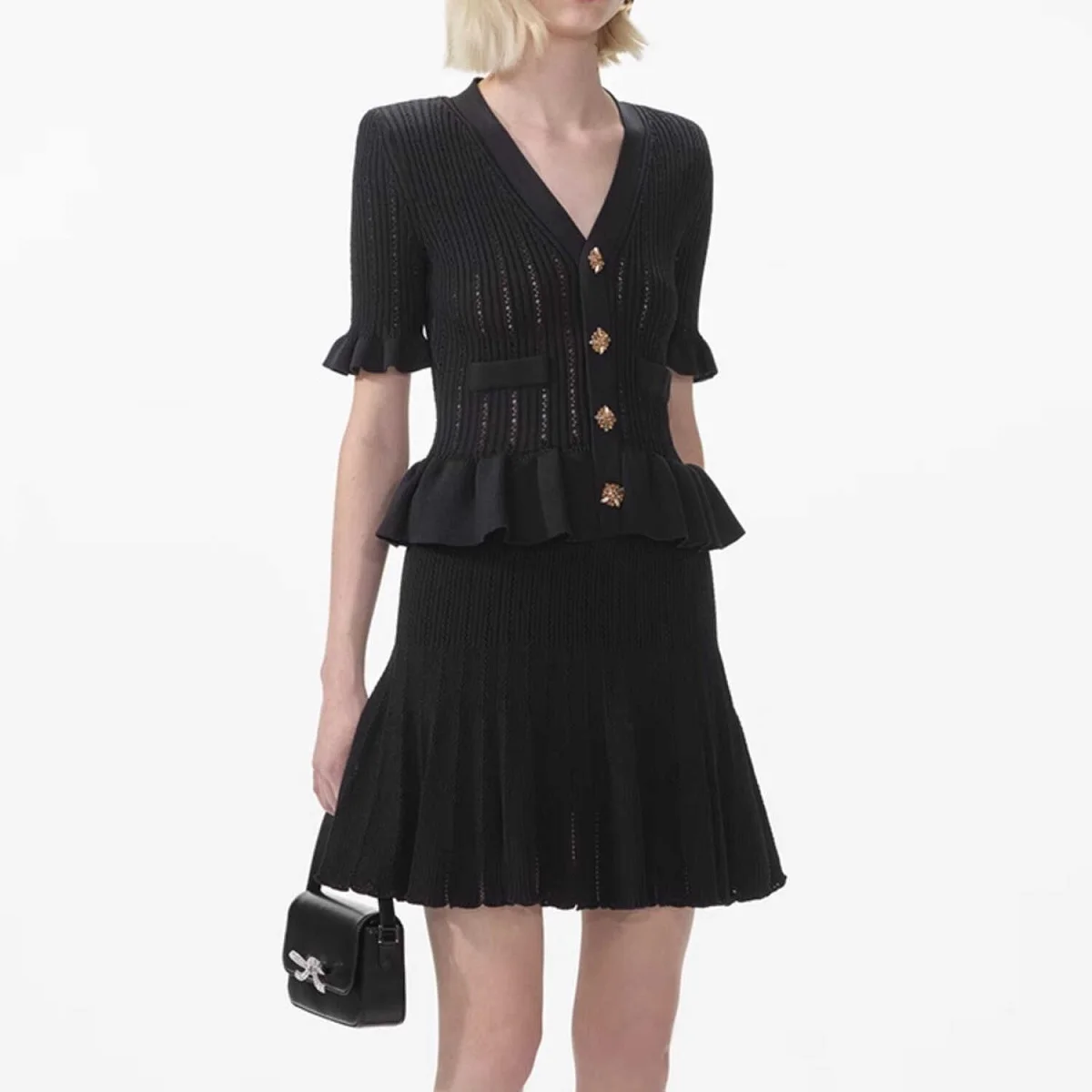 Женское трикотажное платье Traf-mini с ромбовидными пуговицами качественная одежда