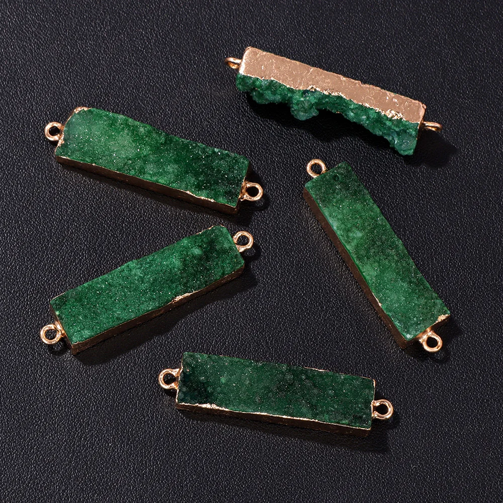 Стильный натуральный агат Druzy Charms разъем прямоугольный кварцевый кристалл