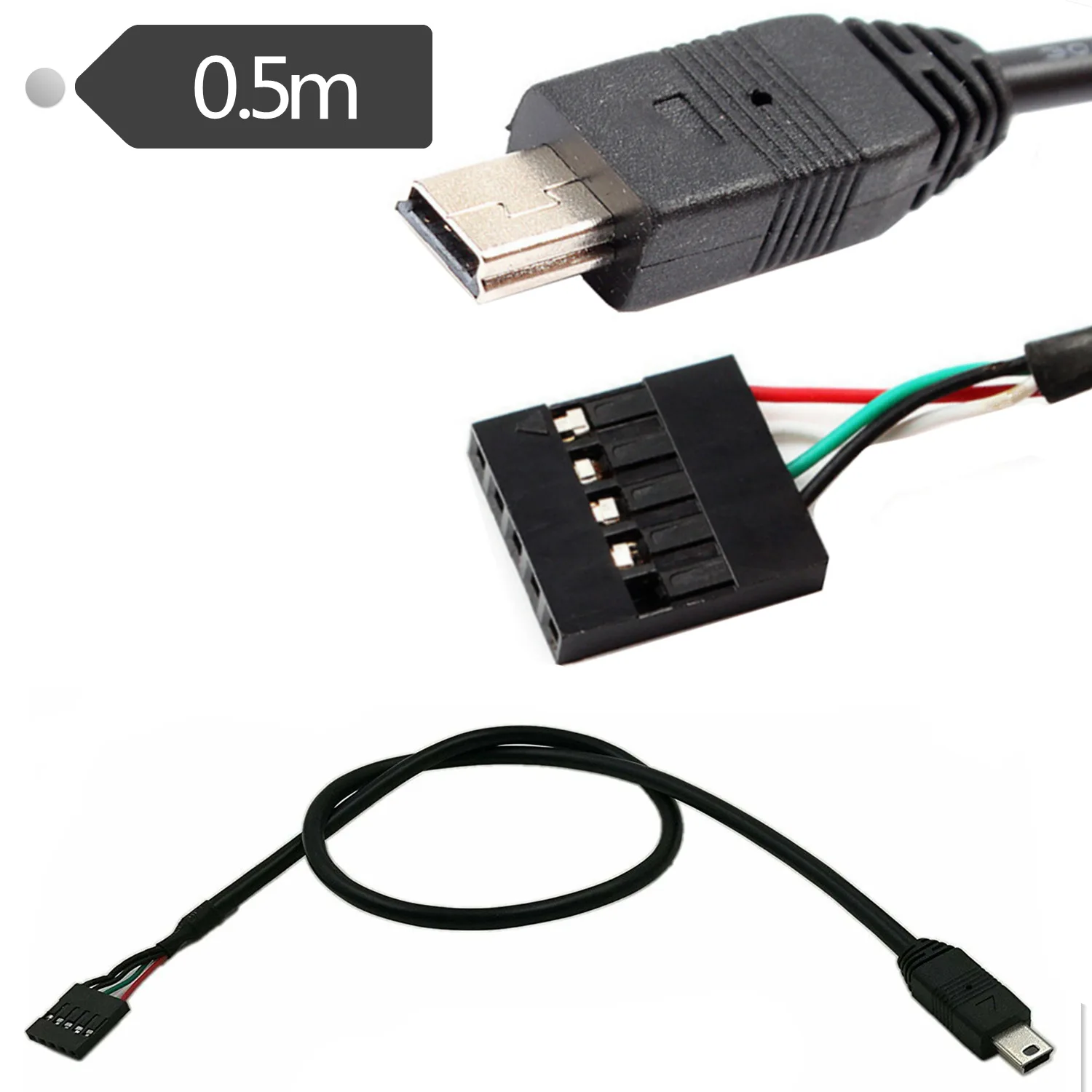 

50CM Mini 5pin Male to 5Pin Female 0.1" USB Header PCB Motherboard Cable Cord；