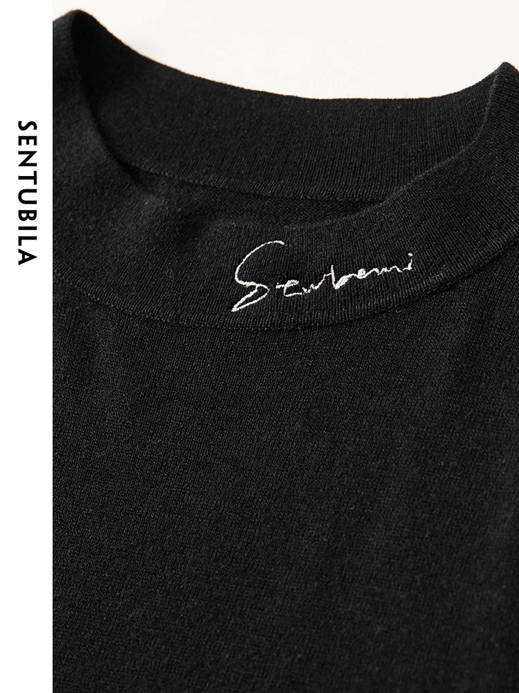 Женский шерстяной свитер с вышивкой SENTUBILA облегающий удобный пуловер длинным