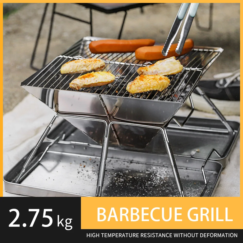 

Portable Folding Barbecue Grill Camping Stainless Steel Barbecue Stove Wood Furnace Brazer Outdoor Hiking Picnics