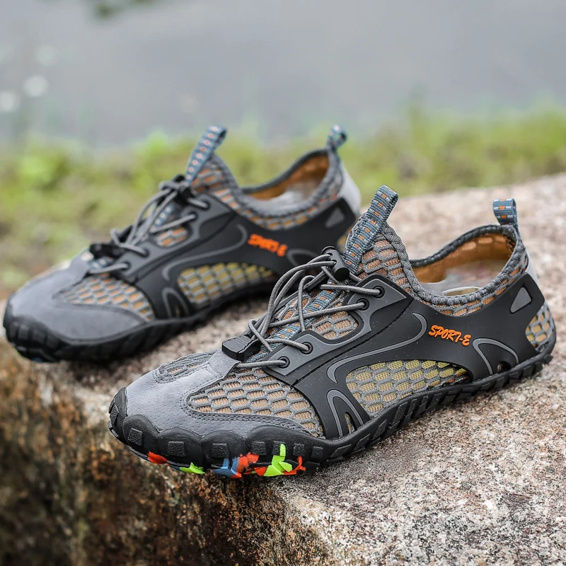 HIKEUP New Lightweight Comfortable Outdoor Trail shoes Hiking Shoes Couple Breathable Soft Casual Trekking Shoes Running Cycling