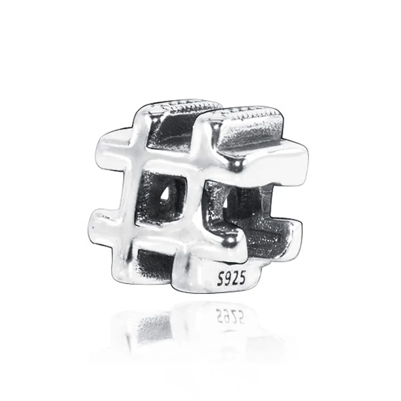 

Exquisite 925 Sterling Silver Bead Hashtag Symbol Dangle Charm Fit Original Pandora Bracelet Women DIY Jewelry Gift