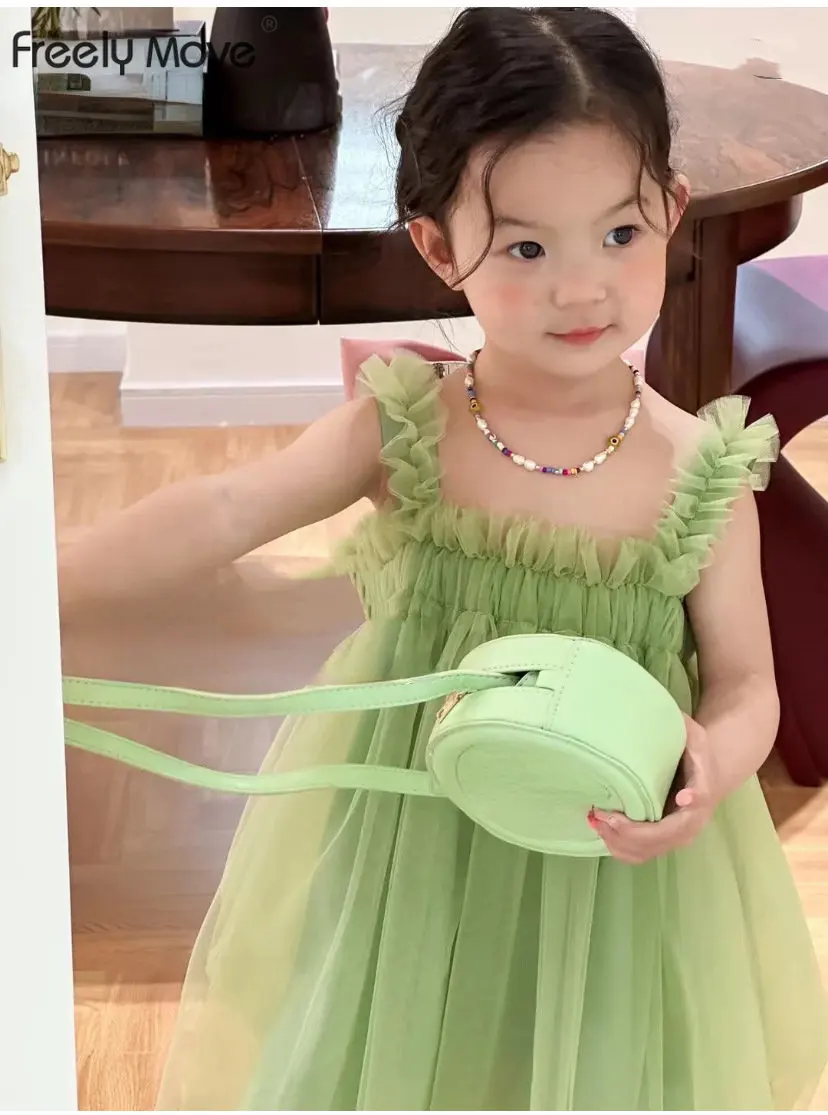 

Princess Girls Solid Sleeveless Tulle Dresse Baby Kids Dress Girl Wedding Birthday Party Vestidos Children Clothing