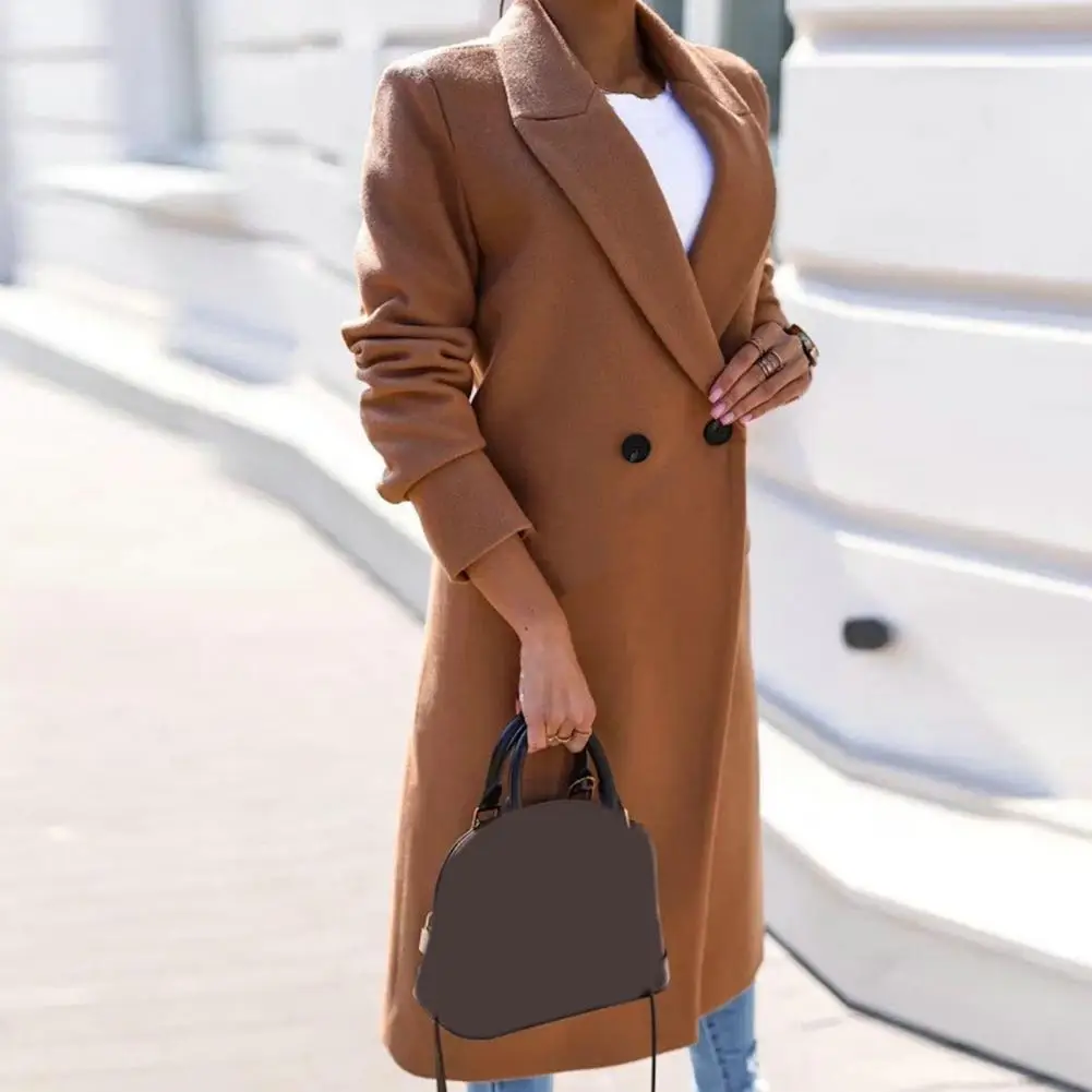 

Трендовое Женское пальто свободного покроя, Женское пальто с длинным рукавом, женское теплое пальто средней длины с разрезом