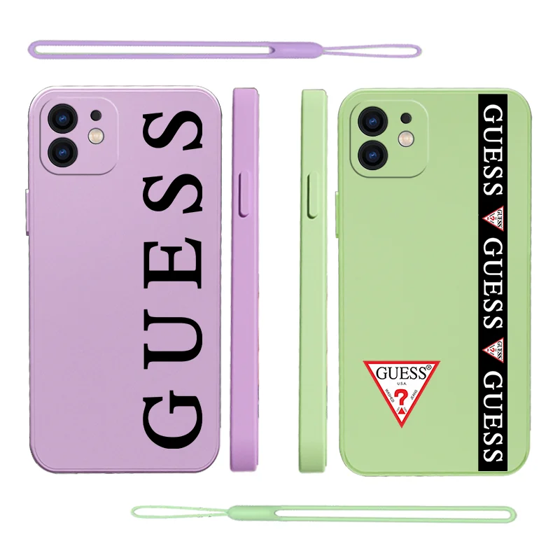 

Best Trend Guess What Phone Case For iPhone 14 13 12 11 Pro Max Mini X XR XS MAX SE20 8 7 Plus 6S Plus Silicone with Hand Strap