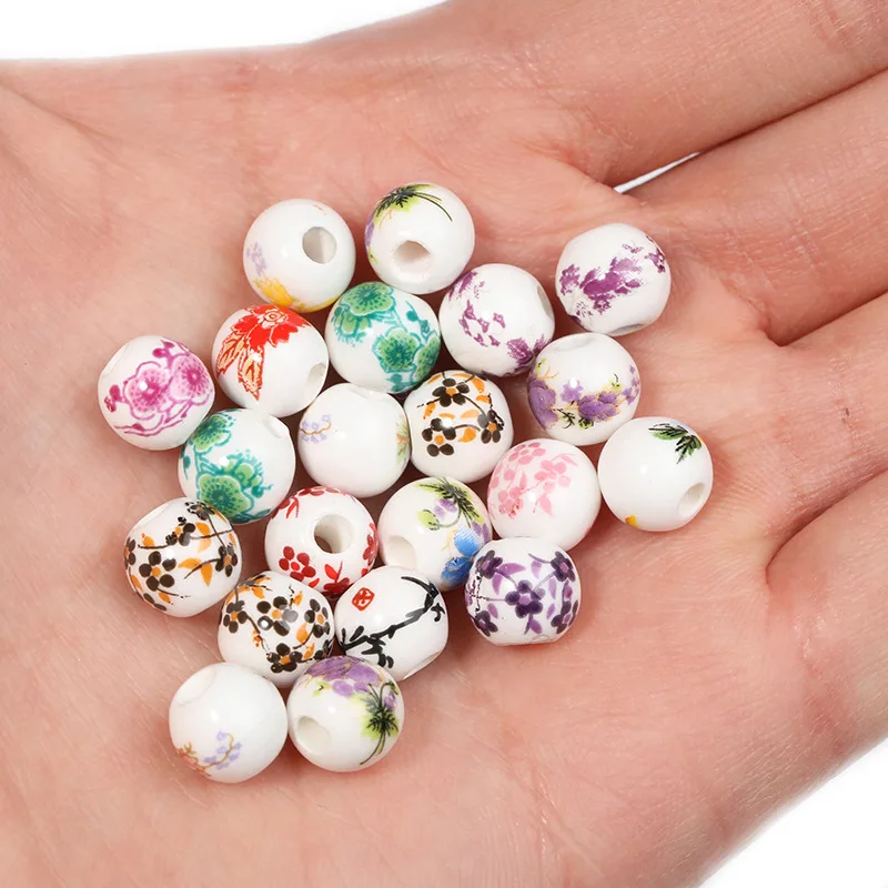 

50pcs 6 8 10 12mm Flower Ceramic Beads Colorful Polymer Clay Spacer Beads For DIY Necklace Jewelry Handmade Making Accessories