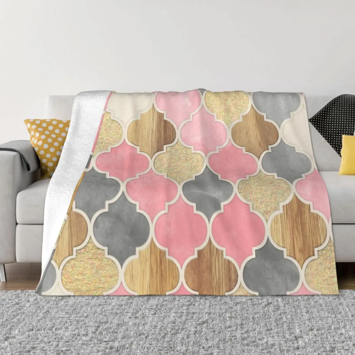 

Серебристо-серое мягкое деревянное золотистое марокканское Фланелевое Флисовое одеяло для кондиционера пушистое одеяло домашнее покрыва...