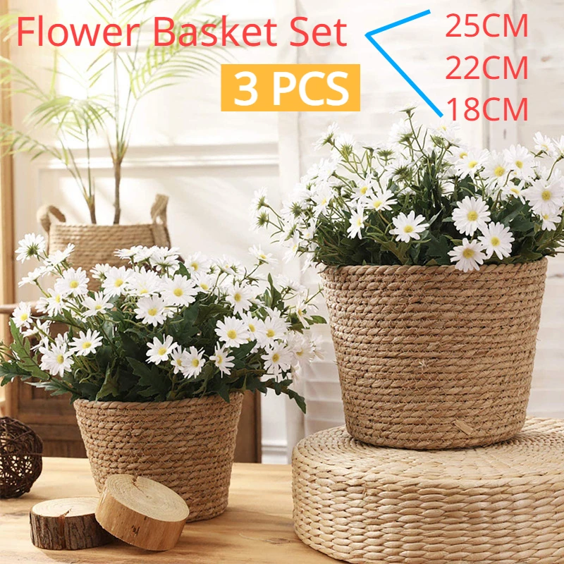 

Plant Baskets for Indoor Plants,Seagrass Flower Plant Pots Cover Storage Basket for Organizing,9.8 /8.6 /7 Inch Brown Set of 3