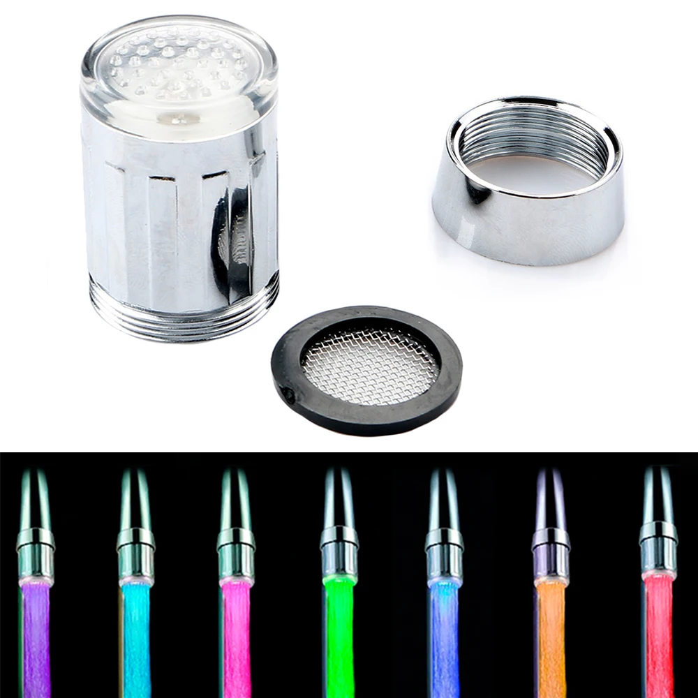LED Faucet Streaming Lamp 7color Variable Light Shower Faucet Pressure Sensor Bathroom Temperature Kitchen Accessories color LED
