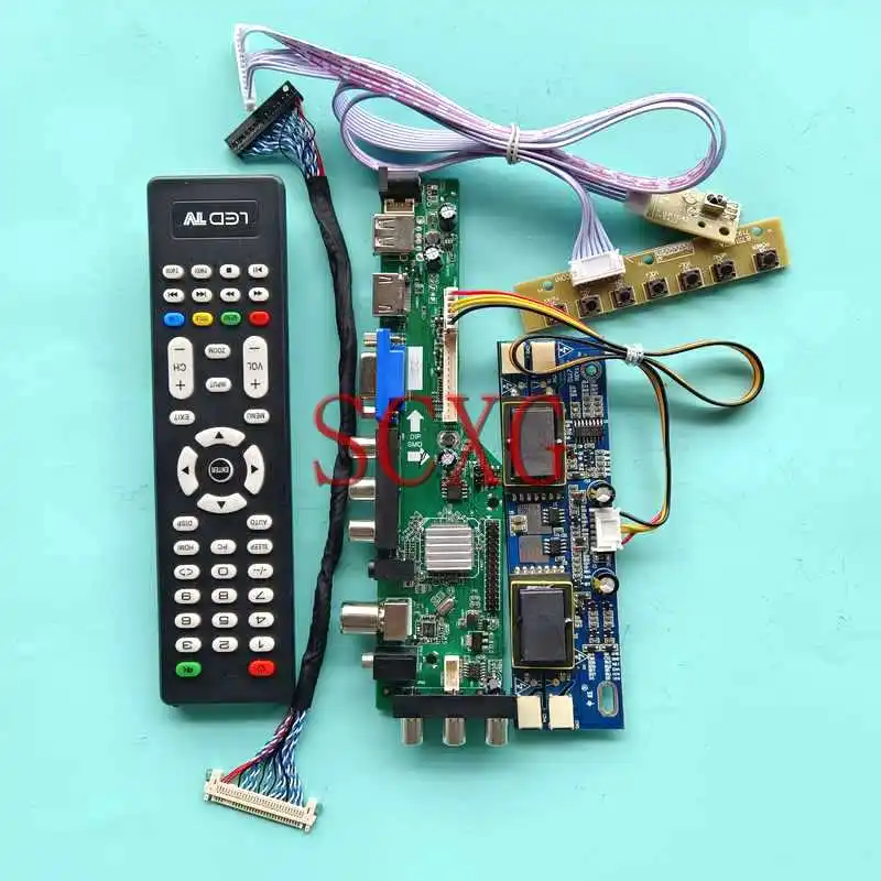 

DVB 3663 Display Controller Board Fit M240HW01 V0/V2/V4/V5 24" 1920*1080 USB VGA AV RF HDMI-Compatible DIY Kit 30Pin LVDS 4-CCFL