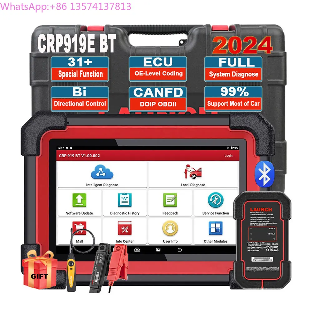 Фото Профессиональный анализатор двигателя LAUNCH CRP 919E 919x BT Doip SDK ECU Key ABS программатор диагностический инструмент для всех автомобилей BMW BENZ №1