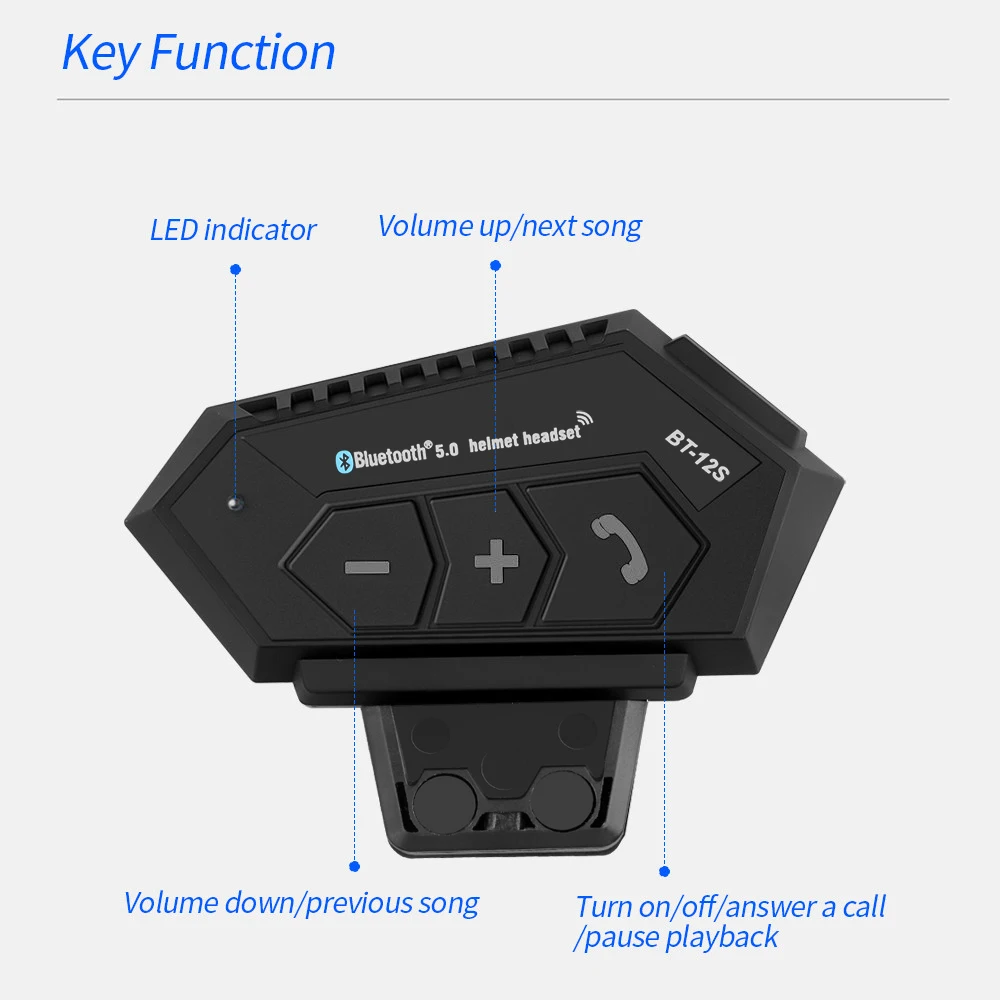Гарнитура для мотоциклетного шлема Bluetooth 5 0 + CSR наушники аккумулятор 2000 мАч