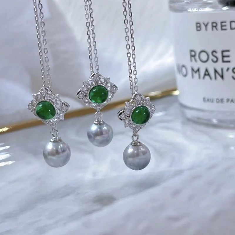 Ожерелье из серебра 100% пробы 7-8 мм с жемчугом