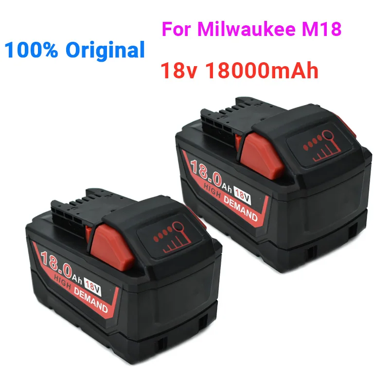 

Original 2022 18V 18000mAh Li-ion Tool Battery for Milwaukee M18 48-11-1815 48-11-1850 2646-20 2642-21CT Repalcement M18 Battery