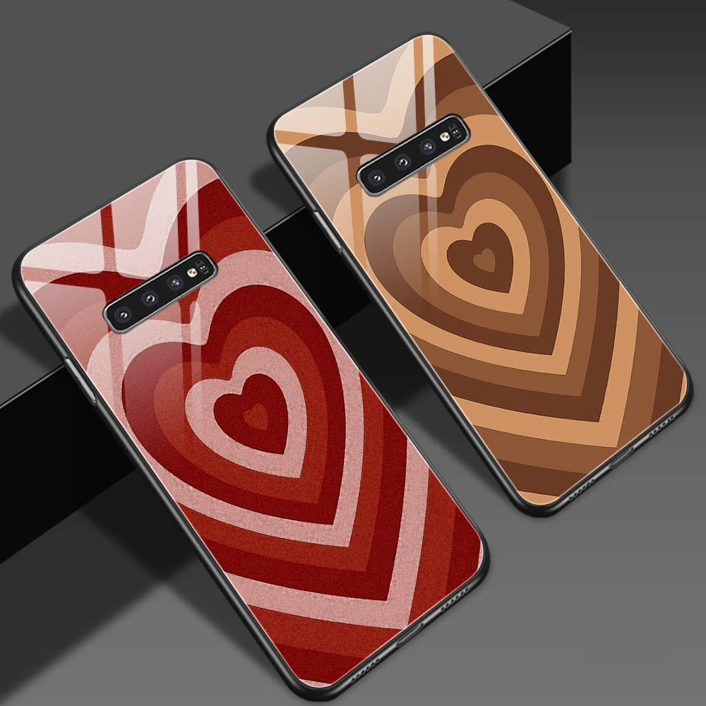 

Heart Circle for Samsung Galaxy S21 Ultra S20 FE S22 S10 5G S9 S8 Plus Case Tempered Glass Cover for Samsung Note 20 Ultra 10 9