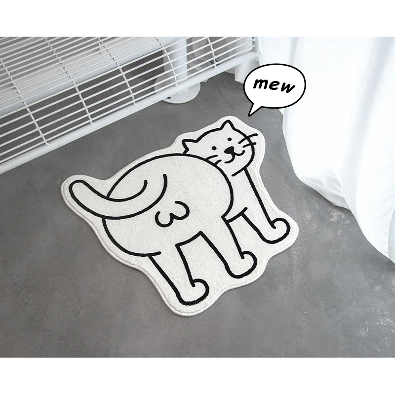 

Cartoon Welcome Door Mat Carpet for Home Plush Surface Non-slip Rug Cat and Dog Personality Bedroom Living Room Door Mat