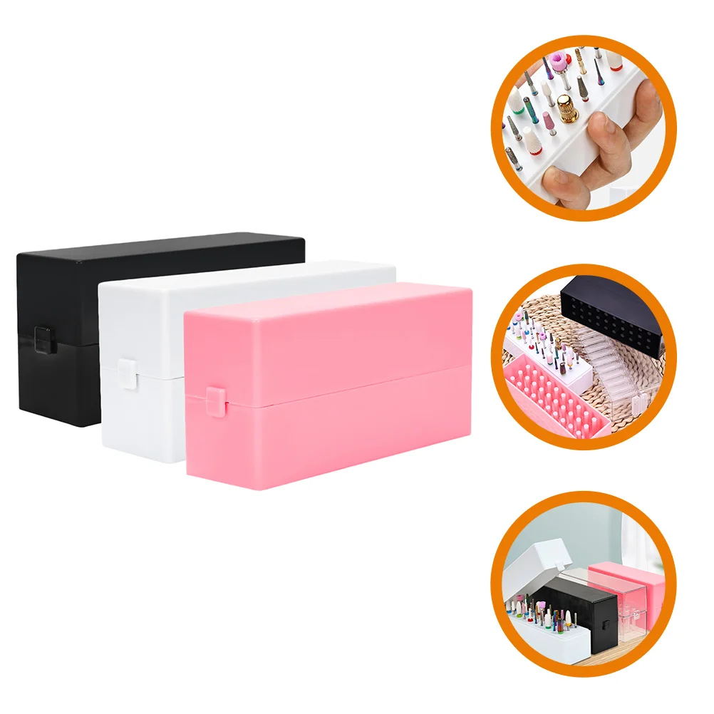 

3 Pcs Tool Holder Manicure Supply Nail Bits Drill Grinding Head Finishing Case Organizer Polishing Heads
