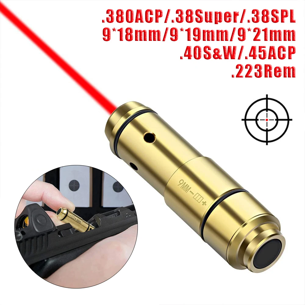 

9MM .380ACP 45ACP .40S&W .223Rem Laser Training Bullet Hunting Shooting Red Dot Laser for Dry Fire Training Practice Bore Sight