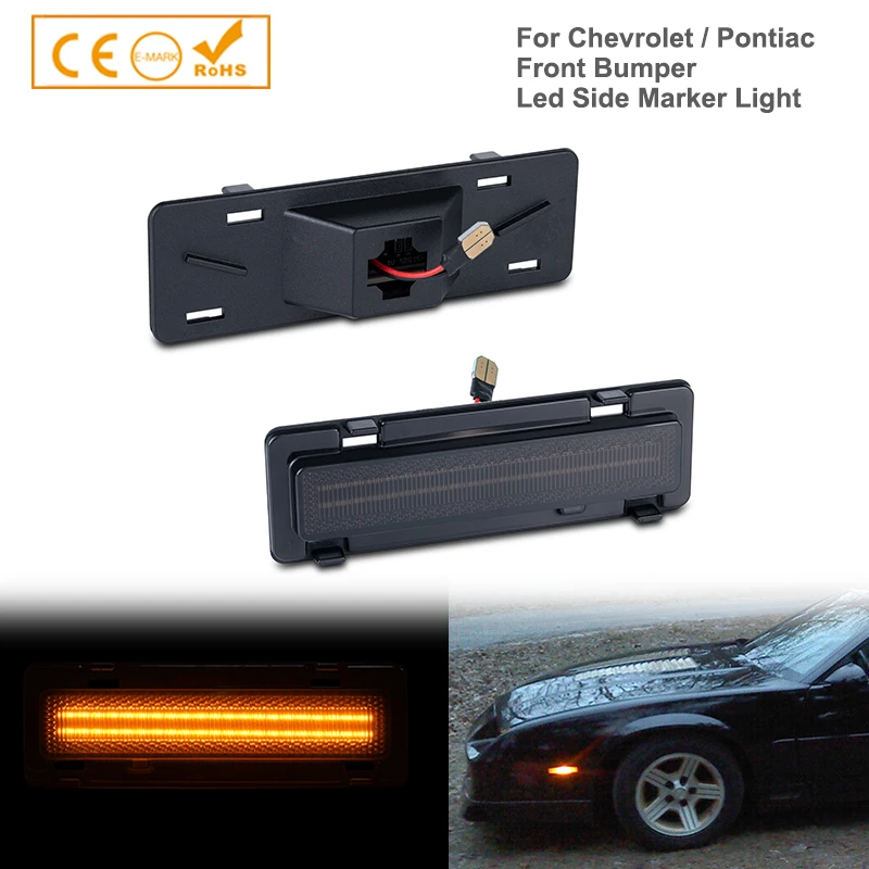 

2Pcs Double Row SMD Smoked Amber LED Bumper Side Marker Light Turn Signal Lamp For 1982-1992 Chevy Camaro Pontiac Firebird