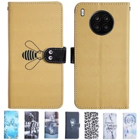 honor 50 lite case cute cat patterned flip leather cover on honor 50 light stand card holder case on honor50 lite cover soft tpu