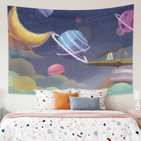 kawaii moon stars tapestry aesthetic fantastic wall hanging girl bedroom living room dorm home study macrame decoration blankets