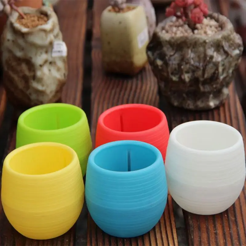 

Экологичный цветной мини круглый пластиковый цветочный горшок для сада