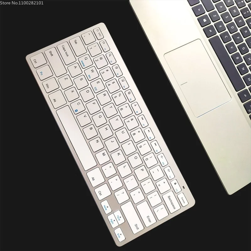 

Wireless Bluetooth Keyboard Silver White Fashion Silent Keyboard Portable High Quality for Tablet Laptops Tastiera Wireless A