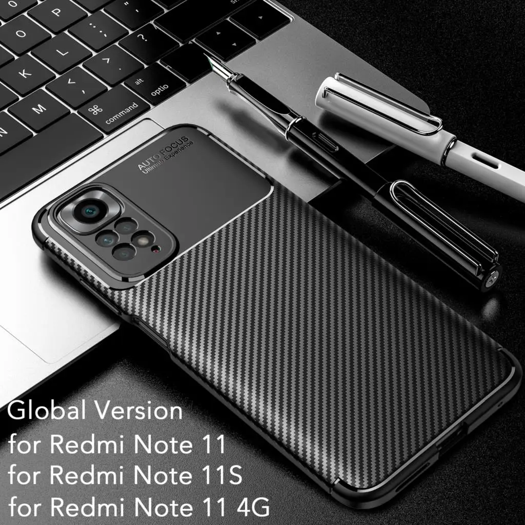 

KEYSION Shockproof Case for Redmi Note 11 11S Global Carbon Fiber Texture Silicone Phone Back Cover for Redmi Note 11 Pro 5G 11T