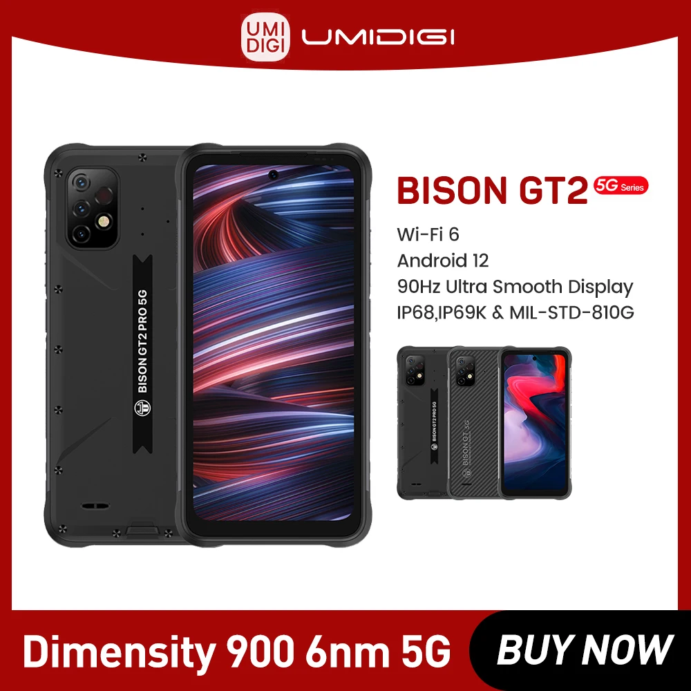 UMIDIGI BISON GT2 5G Mobile phone IP68 Android 12 Rugged Smartphone Dimensity 900 6.5
