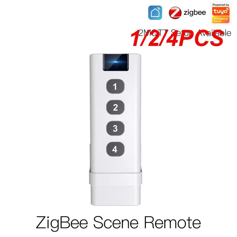 

1/2/4PCS ZigBee smart house Wireless Scene Switch 4 Gang Remote Portable Tuya Zigbee Hub Required No limit to Control Devices