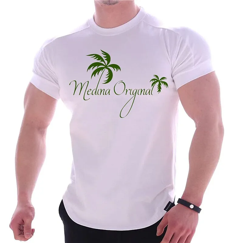 

Coconut Tree Printed Men'S T-Shirt Solid Color T Shirt For Men Retro Trend Men'S Top Senior Fitness Sports Shirt Oversized-Shirt