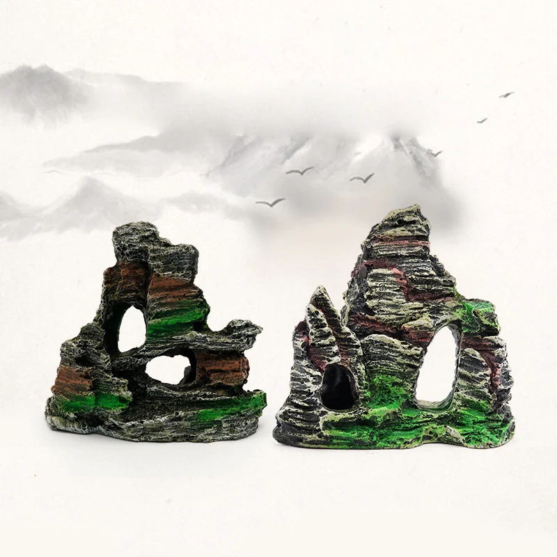 

SAIM Pet Fish Tank Rockery Landscaping Size Aquarium House Plant Decoration Background Ornamental Fish Aquarium Accessories